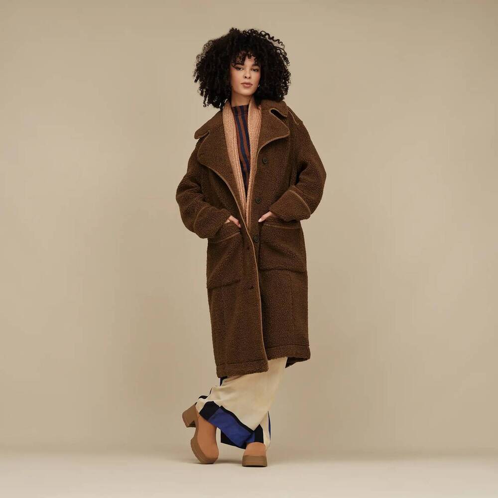 NEW UGG women's sema uggfluff coat in deep nutmeg